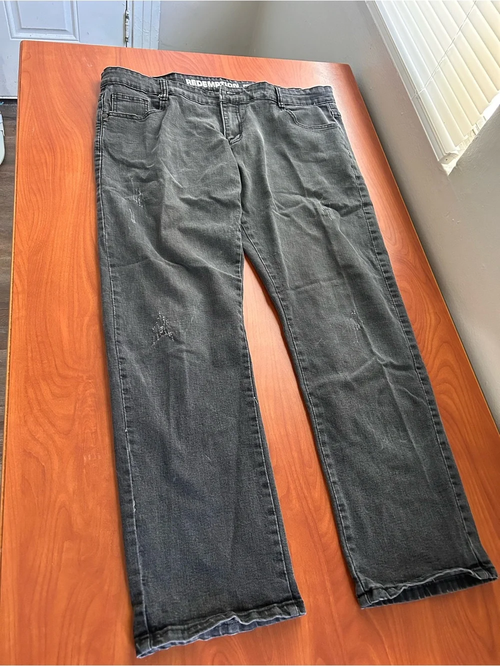 Redemption Men’s Slim Straight Jeans in Charcoal Gray
